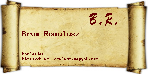 Brum Romulusz névjegykártya